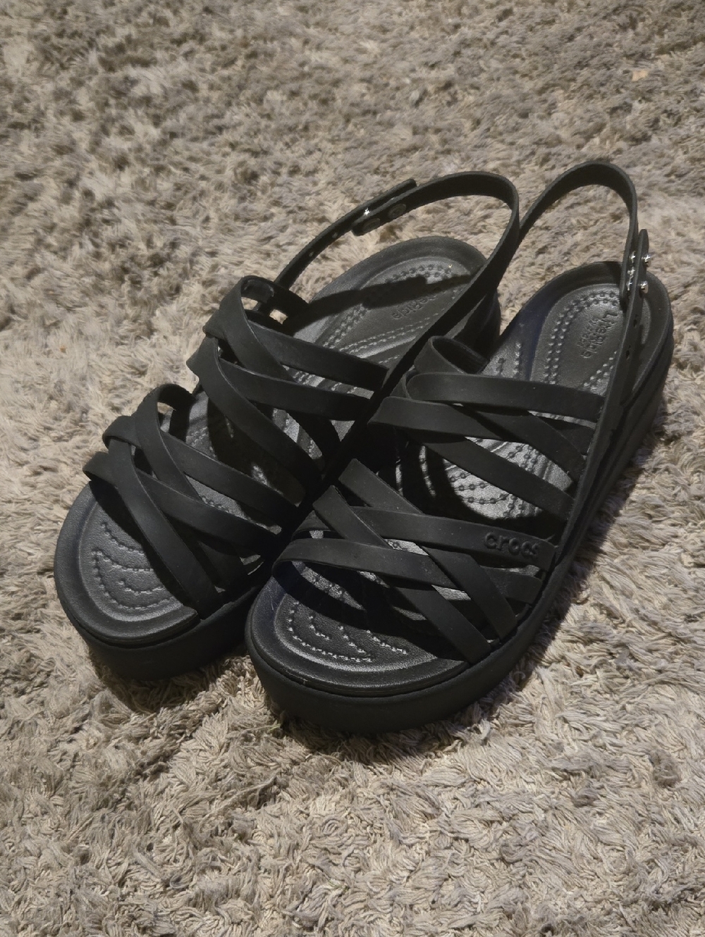 CROCS Women's Black Strappy Slingback Sandals